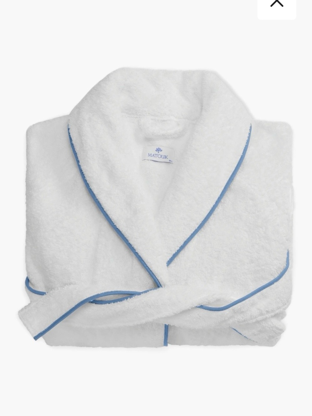 Matouk Cairo Terry Robe White/Azure Size S NWOT